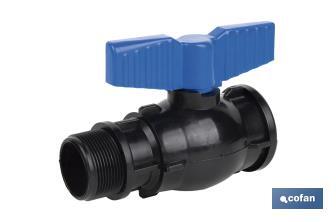 Vanne à boisseau sphérique avec filetage M-F PP PN16 | Plusieurs dimensions - Cofan