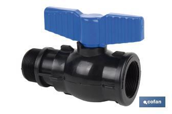 Vanne à boisseau sphérique avec filetage M-F PP PN16 | Plusieurs dimensions - Cofan