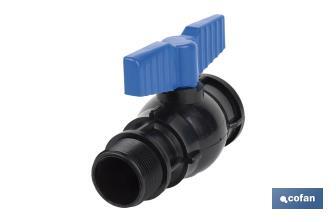 Vanne à boisseau sphérique avec filetage M-F PP PN16 | Plusieurs dimensions - Cofan