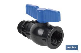 Vanne à boisseau sphérique avec filetage M-F PP PN16 | Plusieurs dimensions - Cofan