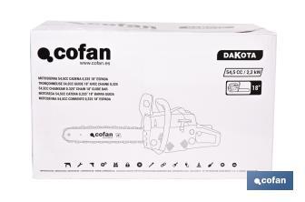 Chain Saw, Dakota Model | 54cc. Engine | Chain 0.325 | 18" Guide - Cofan