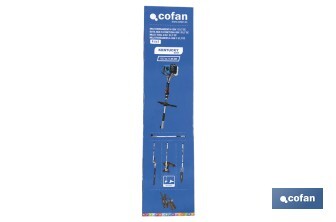Multiherramienta 4 en 1 de gasolina | Cortabordes, desbrozadora, cortasetos y podador en altura | Motor de 2 tiempos | 51,7 cc | Incluye arnés doble | Accesorios incluidos - Cofan
