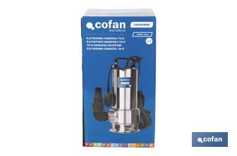 Electrobomba sumergible para aguas sucias | Potencia: 750 W | Caudal máximo: 13000l/h | 7 m de inmersión | Interruptor de flotador - Cofan