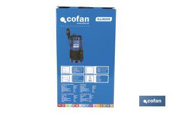 Electrobomba sumergible para aguas sucias y limpias | Potencia: 900 W | Caudal máximo: 18000 l/h | 7 m de inmersión | Interruptor de flotador - Cofan