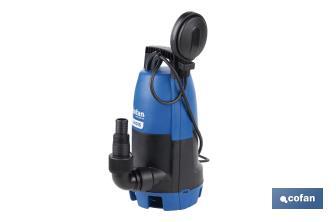 Electrobomba sumergible para aguas sucias y limpias | Potencia: 900 W | Caudal máximo: 18000 l/h | 7 m de inmersión | Interruptor de flotador - Cofan