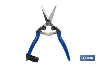 Stainless-steel harvest shears with straight tip and total length of 185mm | Special for gardening works - Cofan