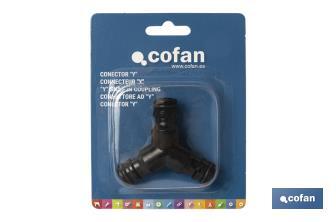 Conector triple en forma de Y para mangueras de jardín | Rosca macho para empalmes | Ideal para jardinería y agricultura - Cofan