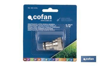 Hose adapter | Female thread | Brass | Suitable for garden hose | Available in different sizes - Cofan