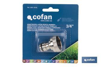 Adaptador femea de Latão | Para Mangueira de jardim | Femea de 1", 1/2" o 3/4" - Cofan