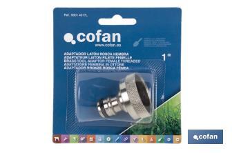 Adaptador femea de Latão | Para Mangueira de jardim | Femea de 1", 1/2" o 3/4" - Cofan