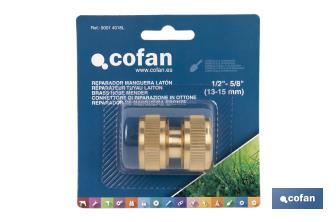 Hose repair connector for irrigation hoses | Available in different sizes | Brass - Cofan