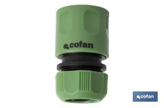 Water stop connector for garden hose | Quick connector | Available in two sizes | Female connector - Cofan