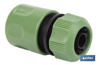 Water stop connector for garden hose | Quick connector | Available in two sizes | Female connector - Cofan