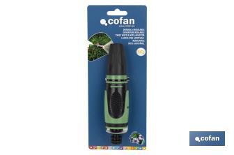 Adjustable nozzle, Confort Model | Available with two spray patterns | Universal hose nozzle - Cofan