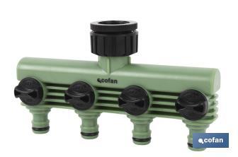 Hose splitter | 4 adjustable outlets | Suitable for garden hoses | With tap adapter - Cofan