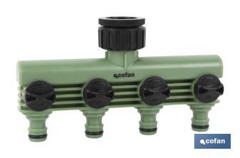 Hose splitter | 4 adjustable outlets | Suitable for garden hoses | With tap adapter - Cofan