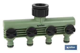 Hose splitter | 4 adjustable outlets | Suitable for garden hoses | With tap adapter - Cofan