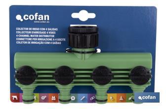 Hose splitter | 4 adjustable outlets | Suitable for garden hoses | With tap adapter - Cofan