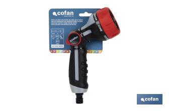 Pistola de riego con 7 modos de flujo y control del caudal con el pulgar - Cofan