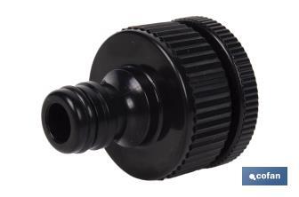 Set de 2 piezas para conectar manguera | Conector con rosca de 1" y adaptador de rosca hembra de 3/4" - Cofan