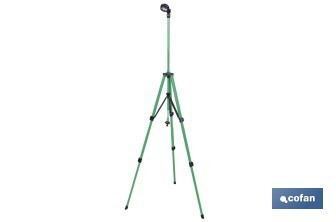 Ducha de jardín con trípode | Altura regulable | 2 funciones: ducha y nebulización | Conector universal incluido | Altura máxima: 162 cm - Cofan
