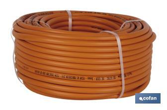 Rotolo di tubo flessibile per gas butano | Disponibile in arancione | Dimensioni: 8 mm x 60 m - Cofan