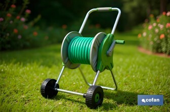 Avvolgitubo con ruote | Carrello per tubi portatile | Facile e comodo da trasportare | Pratico e versatile per il giardino - Cofan