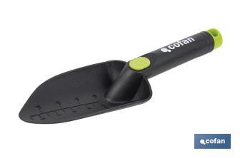 Trasplantador de nylon resistente para jardinería | Con escala y ancho de trabajo de 80 mm - Cofan