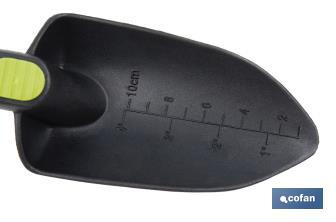 Trasplantador de nylon resistente para jardinería | Con escala y ancho de trabajo de 80 mm - Cofan