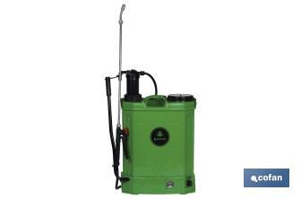 Pulverizador de espalda | Capacidad 16 litros | Eléctrico con doble uso Batería/Manual - Cofan