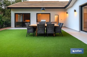 Césped artificial de 38 mm para terraza y jardín | Modelo acolchado, confortable y resistente | Ideal para exteriores y piscinas - Cofan
