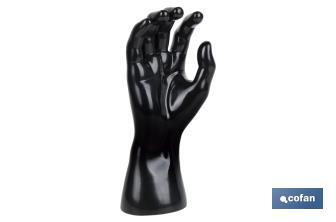 Expositor de luvas | Mão direita expositora com base magnética | Fabricado em poliprolipeno de cor preta - Cofan