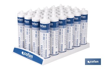 Expositor para 24 cartuchos de silicona | Ofrece una presentación ordenada y profesional de los cartuchos de silicona - Cofan