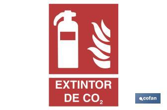 Extintor CO2. O desenho do sinal pode variar, mas em nenhum caso o seu significado será alterado. - Cofan