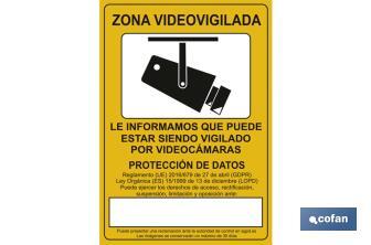 Señal de videovigilancia. El diseño de la señal puede variar, pero en ningún caso se variará el significado de la misma. - Cofan