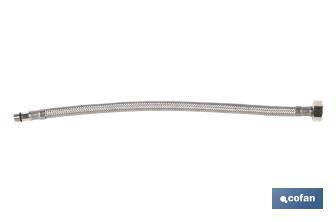 Connettore flessibile | Maschio/femmina | Acciaio inossidabile | M: 10 x 1 - F 3/8" o F 1/2" | 35 cm di lunghezza - Cofan