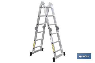 Échelle en aluminium multiusage | Avec 4 x 3 échelons et 3,25 mètres de longueur | Norme EN131 et 150 kilos - Cofan