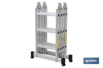 Échelle en aluminium multiusage | Avec 4 x 3 échelons et 3,25 mètres de longueur | Norme EN131 et 150 kilos - Cofan