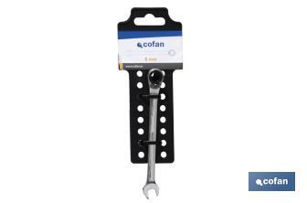 Combination spanner with reversible ratchet | Size from 8 to 32mm | Polished steel - Cofan