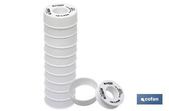 Roll of PTFE tape, 12mm x 0,076mm. - Cofan