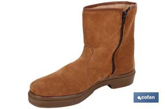 Split Suede Boot | With Zip Fastener | Carona Model | Brown | Rubber Sole - Cofan