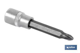 1/2" screwdriver bit socket | High-quality chrome-vanadium steel | With long Pozidriv 3 tip - Cofan