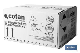 Hand sanitiser gel | Pack of 35 pieces | More than 70% alcohol content - Cofan