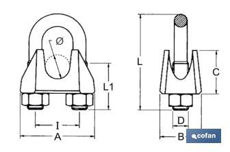 Stainless steel A-2 wire rope clip DIN-741 - Cofan