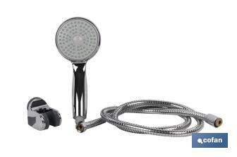 Kit de Douche | Avec 1 Fonction | Pommeau + Tuyau Flexible + Support | Fabriqué en ABS Chromé - Cofan