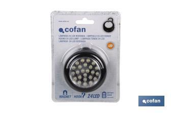 AMPOULE 24 LED RONDE AIMANT / CROCHET - Cofan