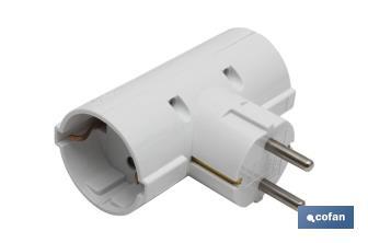 Adaptateur double Schuko 2P+T | Couleur Blanche | 16 A - 250 V - Cofan