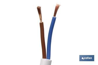 Rotolo di cavo elettrico da 100 m | PVC H05VV-F | Sezione da 2 x 1 mm2 | Colore: bianco - Cofan
