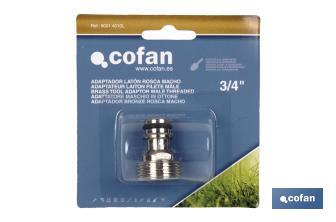 Brass fitting adaptor with 3/4-inch male thread | Suitable for hose | Ideal for gardening - Cofan