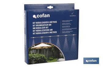Kit di nebulizzazione dell'acqua | 6 metri | Ha 3 nebulizzatori | Ideale per balconi e giardini - Cofan